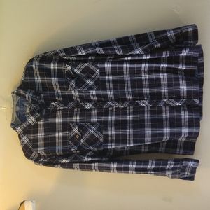 KUHL mountain grown blue plaid button front shirt large